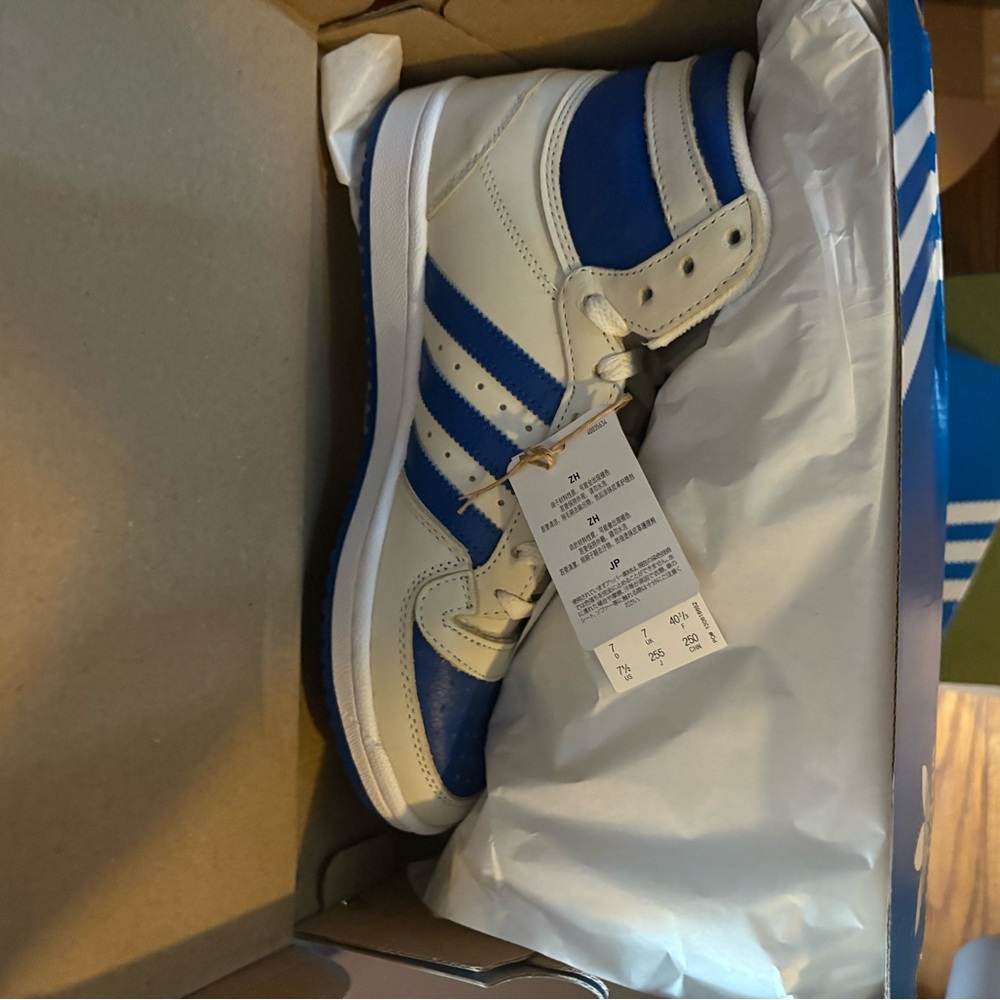 adidas Blue and Cream High-Top Sneakers